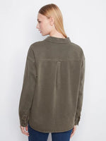 Charlie B Button-Front Twill Overshirt - Moss