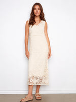 Charlie B Cotton Crochet Sleeveless Maxi Dress - Natural