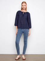 Charlie B Cotton Eyelet Blouse - Marine