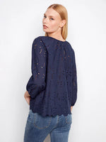 Charlie B Cotton Eyelet Blouse - Marine