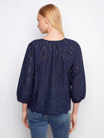 Charlie B Cotton Eyelet Blouse - Marine