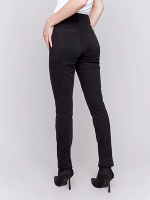 Charlie B Cuffed Hem Denim Jean - Charcoal