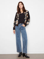 Charlie B Embroidered Cotton Open Front Jacket - Poem
