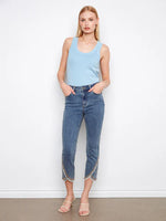 Charlie B Embroidered Front Tulip Jeans - Medium Blue