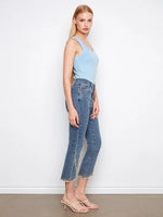 Charlie B Embroidered Front Tulip Jeans - Medium Blue