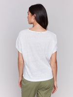 Charlie B "Enjoy The Sun" Embroidered Short Sleeve Dolman Top