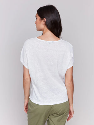 Charlie B "Enjoy The Sun" Embroidered Short Sleeve Dolman Top