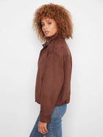Charlie B Faux Suede Bomber Jacket - Coffee