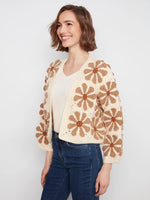 Charlie B Floral Crochet Cardigan - Ecru