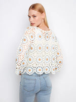 Charlie B Floral Hand-Crochet Sweater - Powder