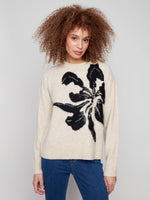 Charlie B Floral Jacquard Crew Neck Sweater - Flowers