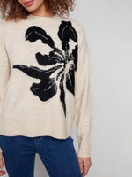 Charlie B Floral Jacquard Crew Neck Sweater - Flowers