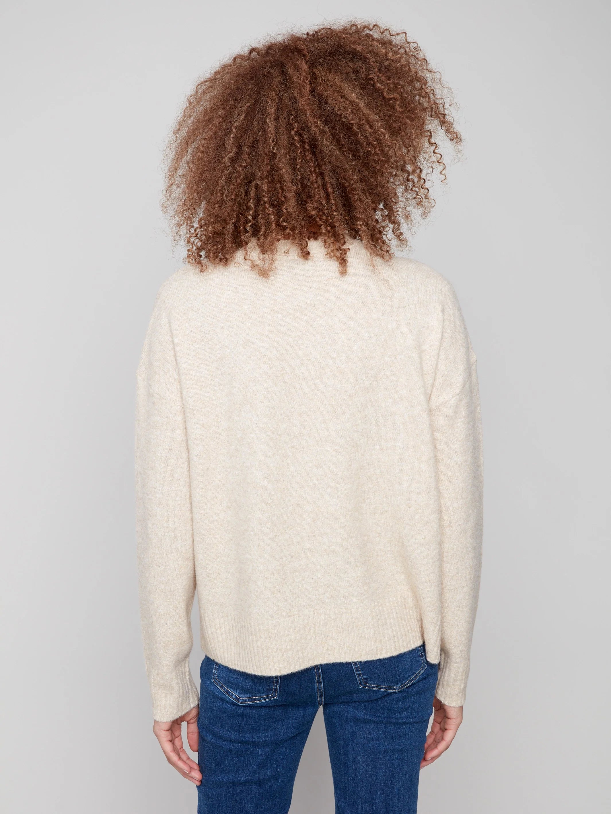 Charlie B Floral Jacquard Crew Neck Sweater - Flowers
