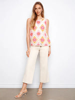 Charlie B Floral Sleeveless Crochet Cotton Blend Top - Apricot