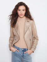 Charlie B Foiled Vintage Faux Leather Jacket - Brass