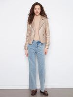 Charlie B Foiled Vintage Faux Leather Jacket - Brass