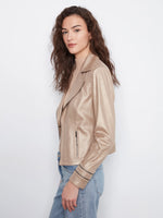 Charlie B Foiled Vintage Faux Leather Jacket - Brass
