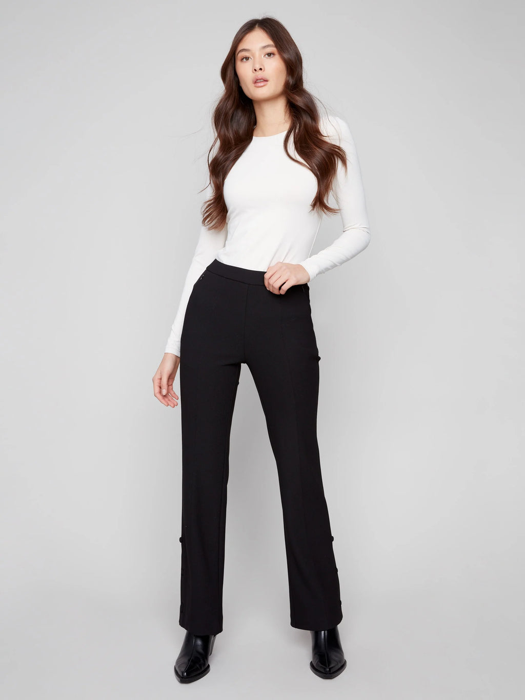 Charlie B Gutsy Crepe Flare Pants - Black