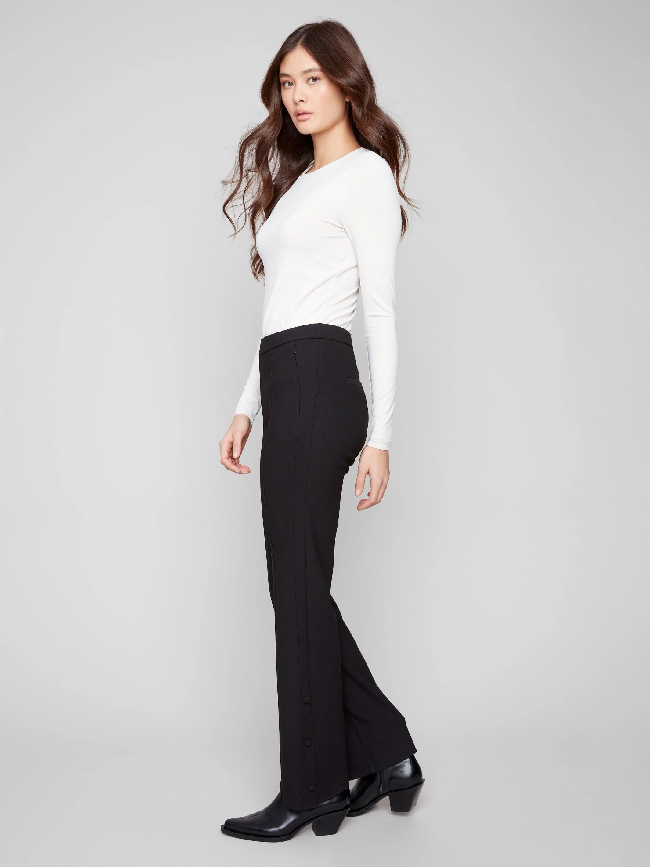 Charlie B Gutsy Crepe Flare Pants - Black