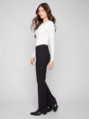 Charlie B Gutsy Crepe Flare Pants - Black
