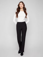 Charlie B Gutsy Crepe Flare Pants - Black