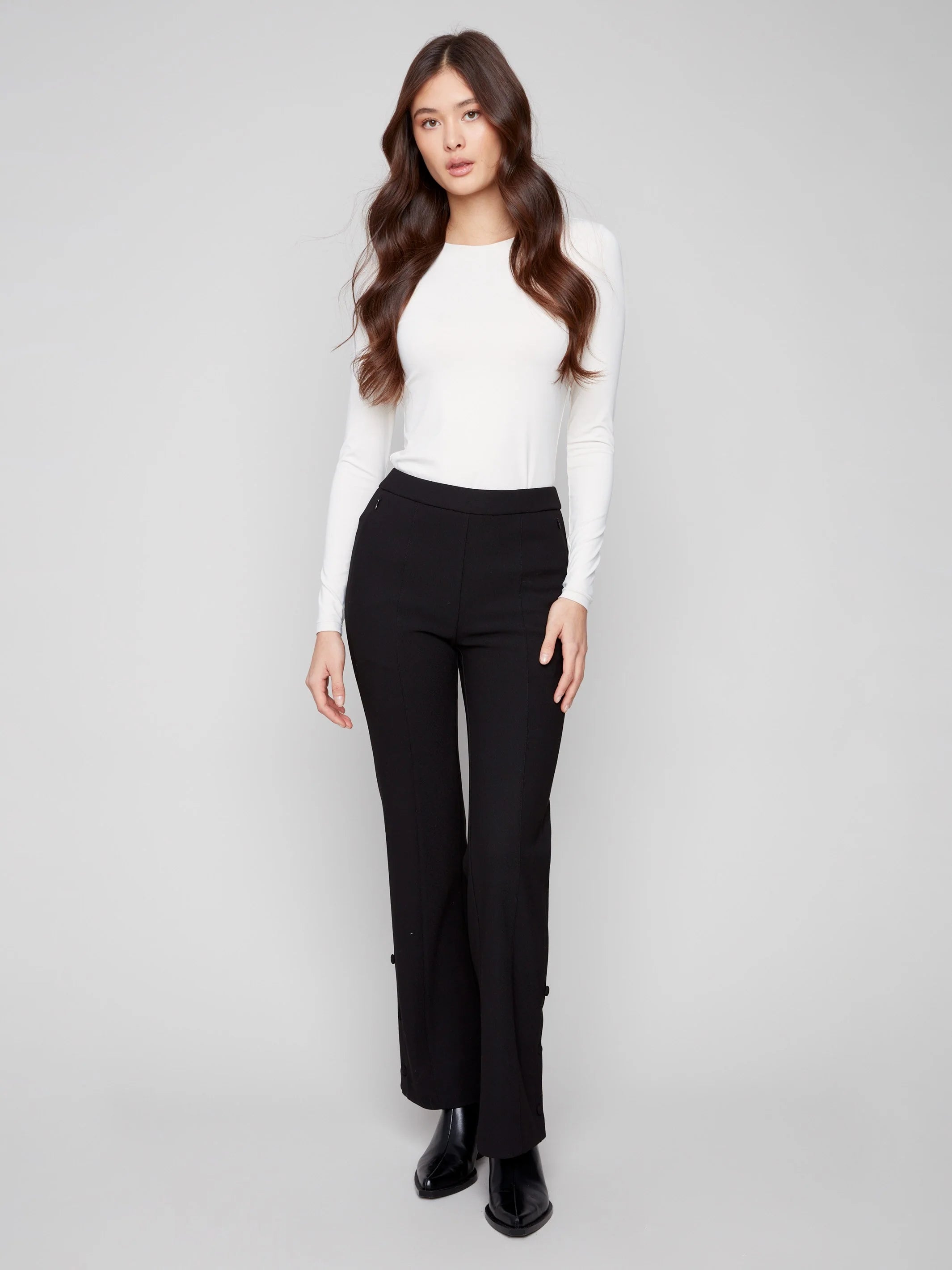 Charlie B Gutsy Crepe Flare Pants - Black