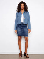 Charlie B Linen Jean Jacket Style with Frayed Edge - Denim