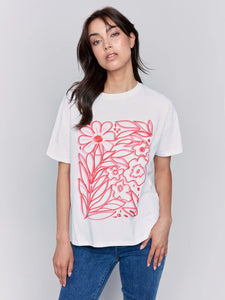 Charlie B Loose Fit Drop Shoulder Short Sleeve Graphic Tee
