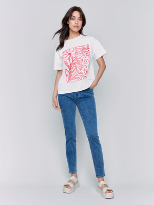 Charlie B Loose Fit Drop Shoulder Short Sleeve Graphic Tee