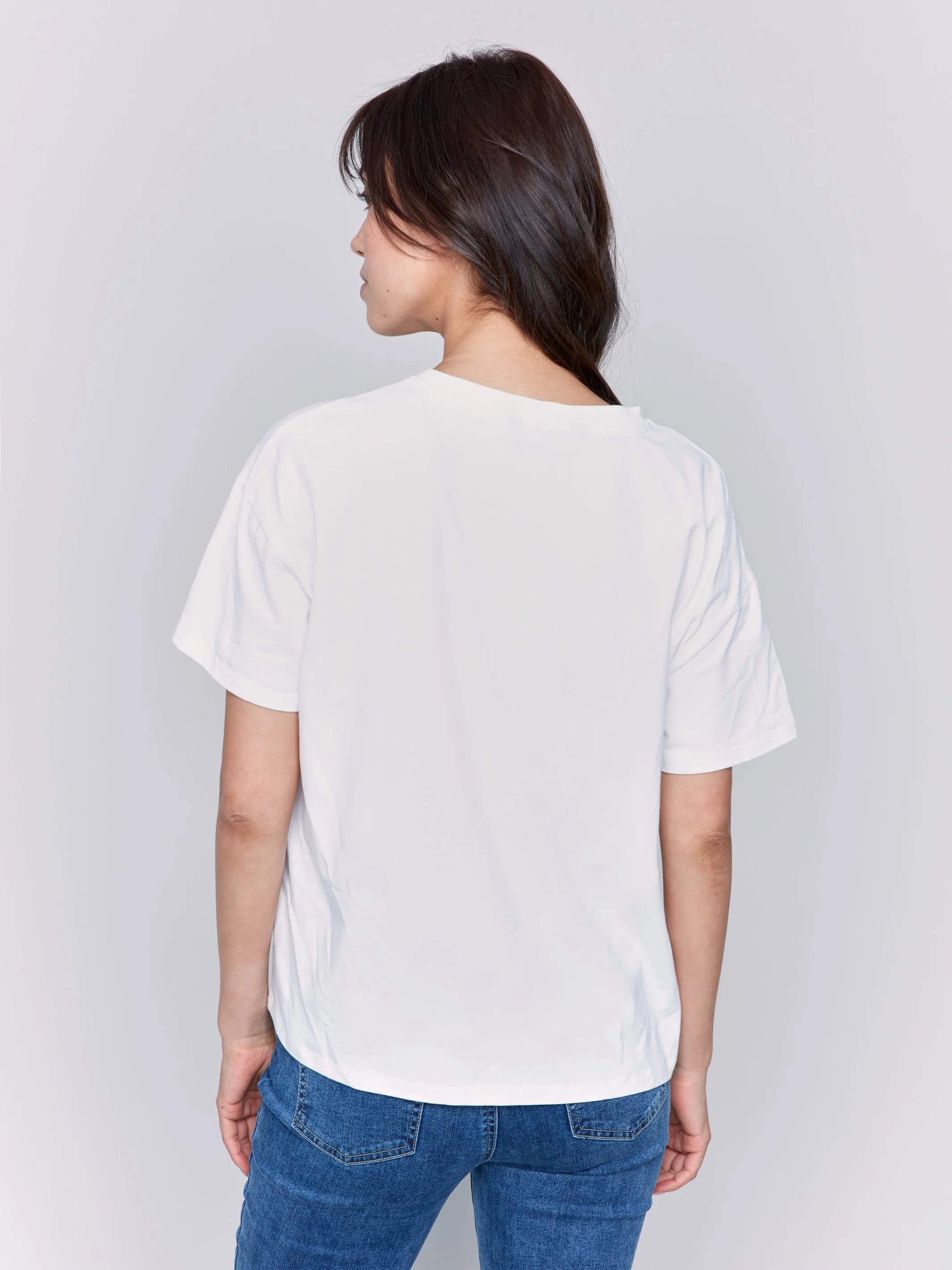 Charlie B Loose Fit Drop Shoulder Short Sleeve Graphic Tee