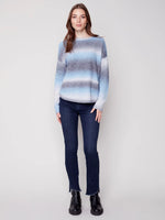 Charlie B Ombré Sweater with Removable Scarf - Denim