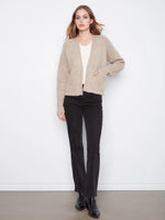 Charlie B Patch Pocket Cardigan - Heather Light Brown