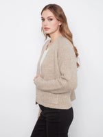 Charlie B Patch Pocket Cardigan - Heather Light Brown