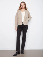 Charlie B Patch Pocket Cardigan - Heather Light Brown