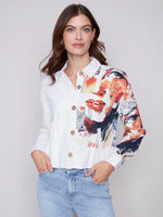 Charlie B Monroe Face Printed Linen Blend Jacket