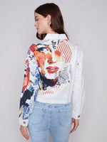 Charlie B Monroe Face Printed Linen Blend Jacket