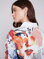 Charlie B Monroe Face Printed Linen Blend Jacket