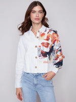 Charlie B Monroe Face Printed Linen Blend Jacket