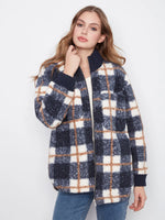 Charlie B Plaid Bouclé Zip-Up Jacket - Midnight