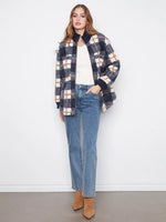 Charlie B Plaid Bouclé Zip-Up Jacket - Midnight