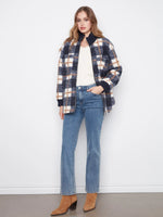 Charlie B Plaid Bouclé Zip-Up Jacket - Midnight