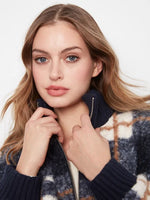 Charlie B Plaid Bouclé Zip-Up Jacket - Midnight