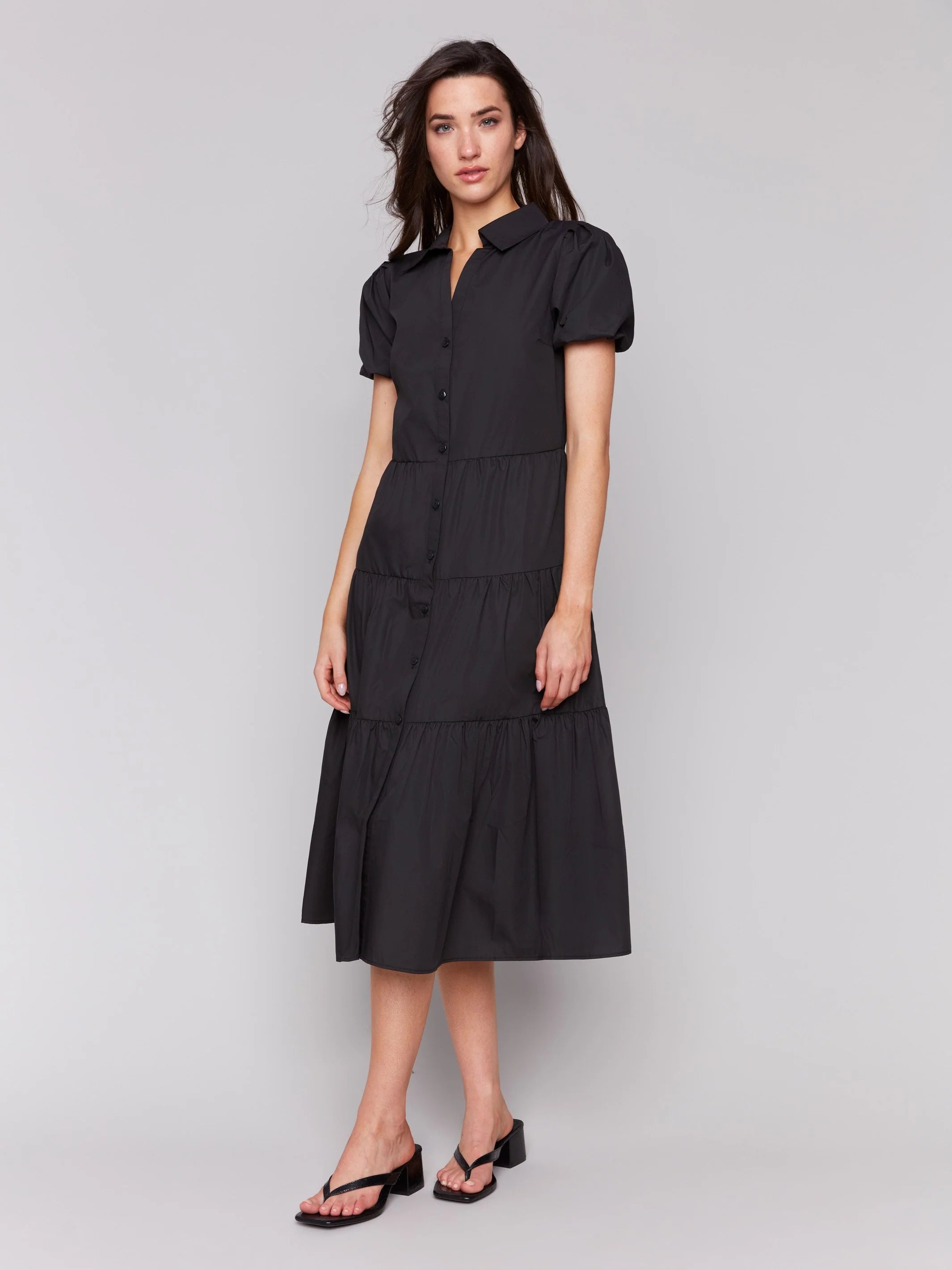 poplin midi dress black Max&Co. | Woman - Ruched cotton-poplin midi dress - Black