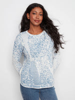 Charlie B Printed Cotton Crew Neck Sweater - Damask