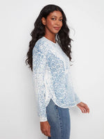 Charlie B Printed Cotton Crew Neck Sweater - Damask