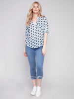 Charlie B Half-Button Cotton Gauze Blouse - Geo