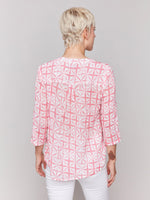 Charlie B Half-Button Cotton Gauze Blouse - Begonia