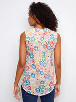 Charlie B Cotton Sleeveless Tank Top with Chest Pocket - Graffiti