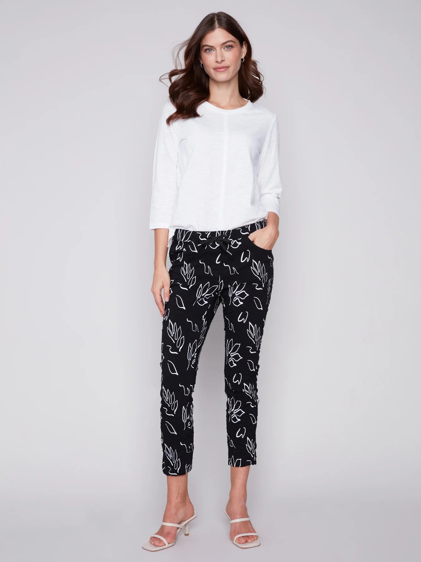 Charlie B Crinkle Bengaline Ankle Jogger - Leaves