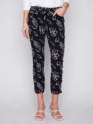 Charlie B Crinkle Bengaline Ankle Jogger - Leaves